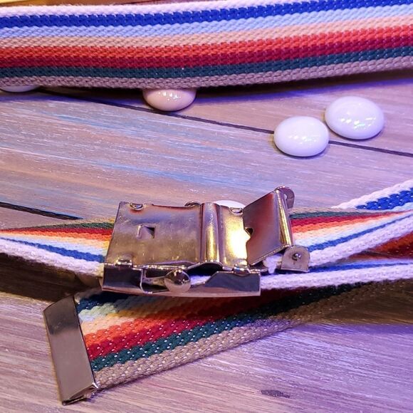 Vintage Adjustable Rainbow Flag Rhinestone Buckle Belt - Picture 5 of 5